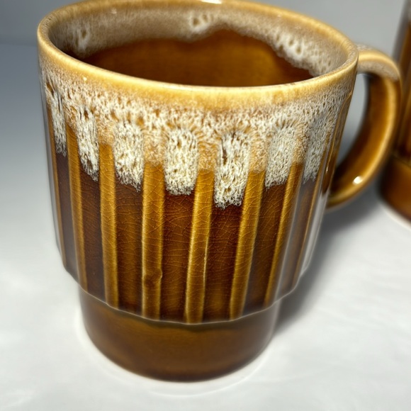 4 Stackable Drip Glaze Coffee Mugs Japan Brown Ceramic 6 OZS 3 1/2”H Set Of 4 - Picture 12 of 15